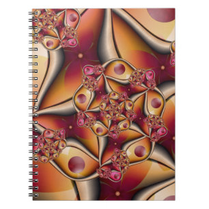 Caderno Espiral Alegria Colorida Abstrata Fantasia Vermelha Laranj