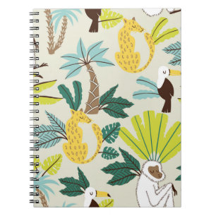 Caderno Espiral Alegria da Selva: Diversão com Animais de Desenho