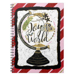 Caderno Espiral Alegria para o Mundo Feriado Global Listras Rosa e