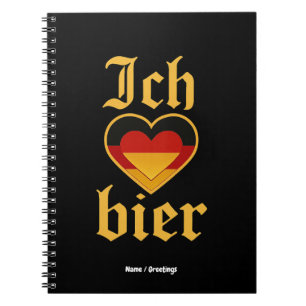 Caderno Espiral Alemão Ich Heart Bier Oktoberfest Funny Bavarian