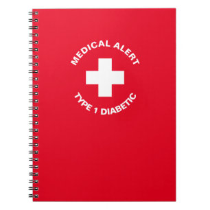 Caderno Espiral Alerta Médico Personalizado Vermelho Diabético