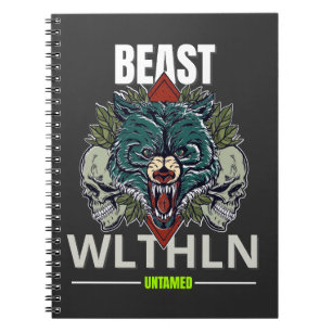 Caderno Espiral Alfa Fera _ Lobo Indomado Streetwear Sem Medo
