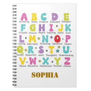 Caderno Espiral Alfabeto Colorido Texto Positivo Volta às Aulas