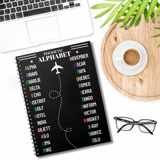 Caderno Espiral Alfabeto Fonético e Avião da NATO, Aviação Legal (Criador carregado)