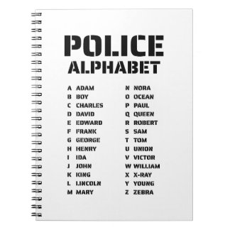 Caderno Espiral Alfabeto Fonético Polícia Spiral