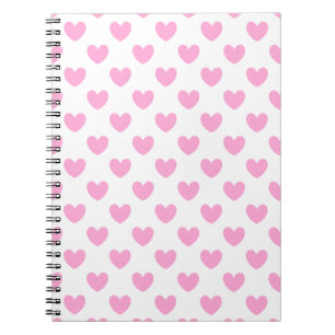 Caderno Espiral Algodão Candy Polka cor-de-rosa com coração bra
