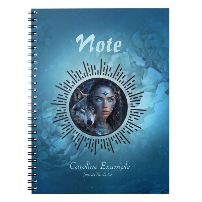 Caderno Espiral Aliança forte o lobo e a bela mulher (Frente)