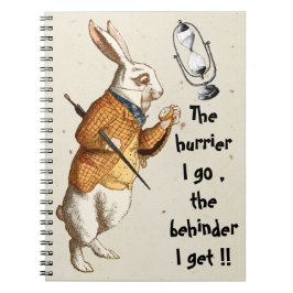 Caderno Espiral Alice - Coelho Branco - Vidro da Hora 1865