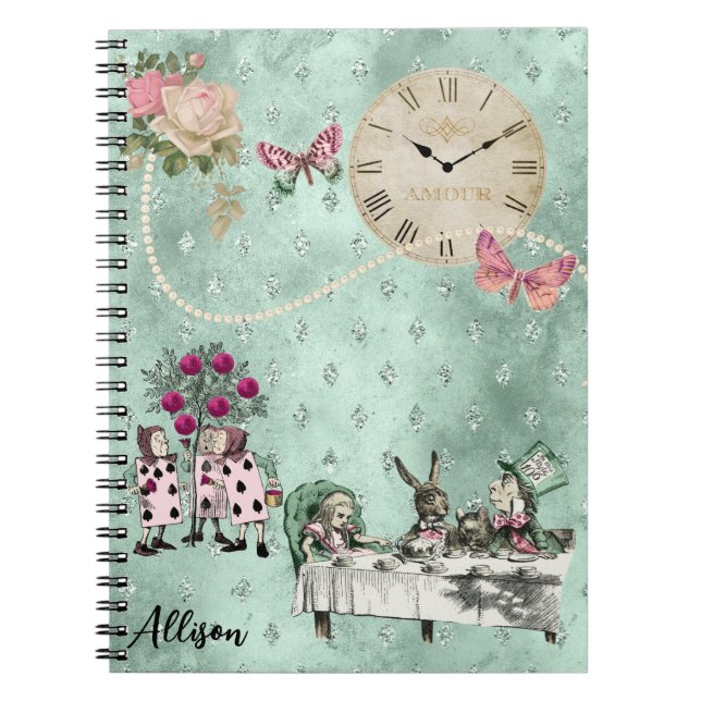 Caderno Espiral Alice Elegante Na Terra Das Maravilhas Personaliza (Frente)