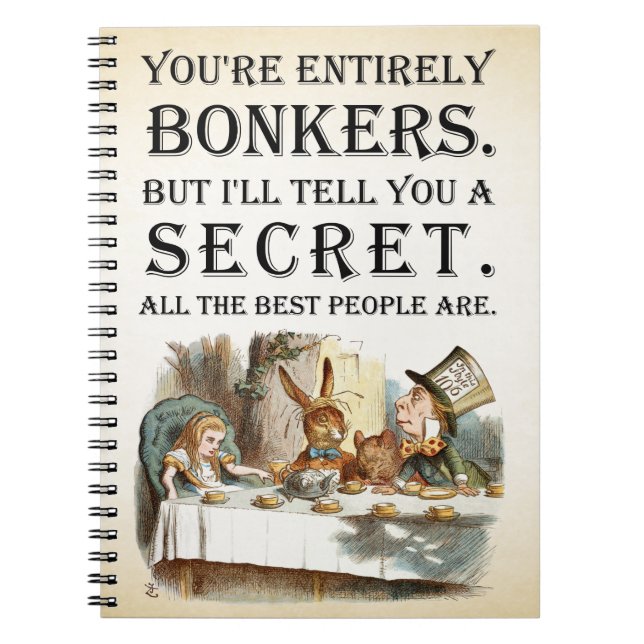 Caderno Espiral Alice In Wonderland - Festa do Chá - Citação dos B (Frente)