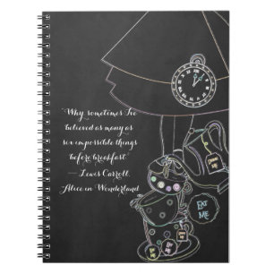 Caderno Espiral Alice in Wonderland Tea Party Chalkboard Whimsical