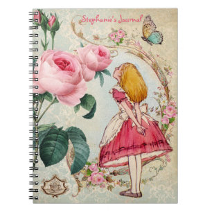 Caderno Espiral Alice no Diário personalizado país das maravilha