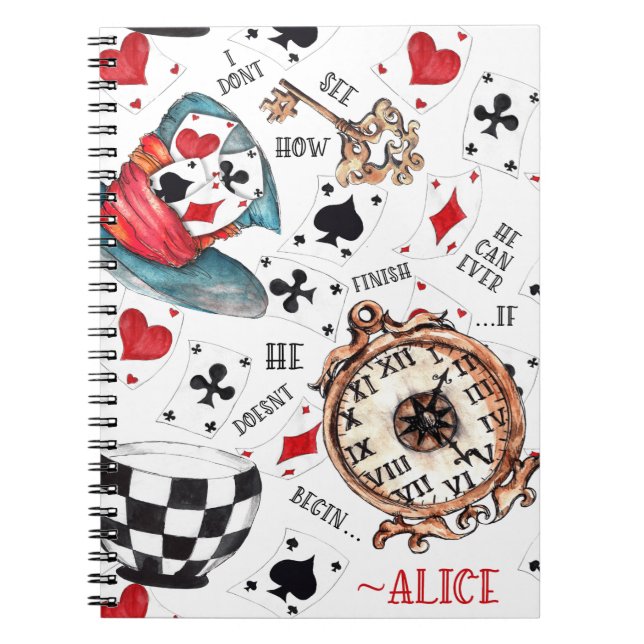 Caderno Espiral Alice no mundo das maravilhas com citação (Frente)