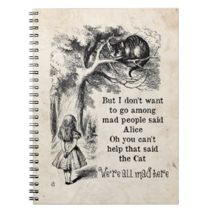 Caderno Espiral Alice no país das maravilhas; Gato de Cheshire co