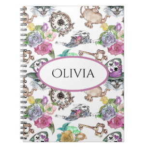 Caderno Espiral Alice no País das Maravilhas Nome Personalizado