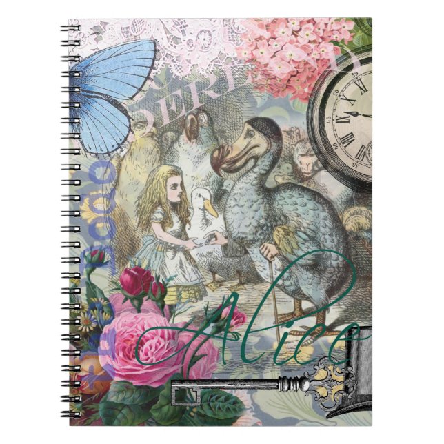 Caderno Espiral Alice no País das Maravilhas Trabalho de arte (Frente)