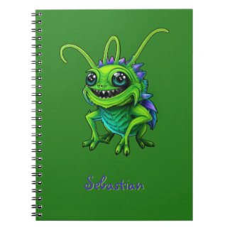 Caderno Espiral Alien Grille grün personalisierbar -