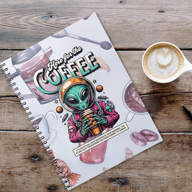Caderno Espiral Alienígena aqui pelo café (Criador carregado)