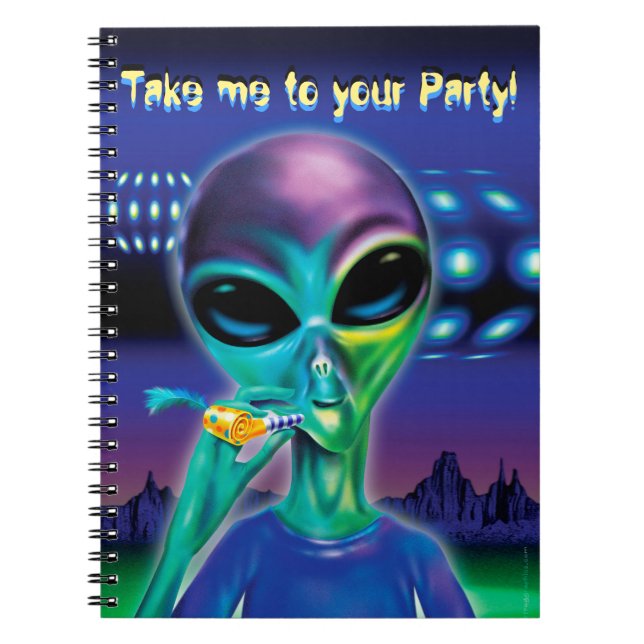 Caderno Espiral Alienígena do notebook Leve-me à sua festa! (Frente)