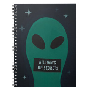Caderno Espiral Alienígena espacial engraçado. Piada de humor dese