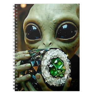 Caderno Espiral Alienígena Extraterrestre e Sushi Cristalino