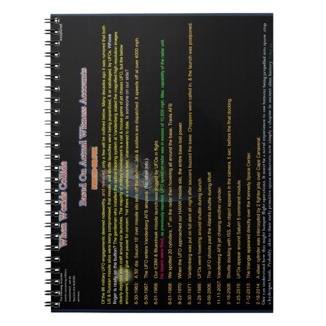 Caderno Espiral Alienígenas e encontros militares (Frente)