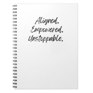 Caderno Espiral Aligned. Empowered. Unstoppable.