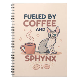 Caderno Espiral Alimentado por Café e Arte de Gato Sphynx