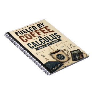 Caderno Espiral Alimentado por Café e Cálculo Engraçado Ensino de