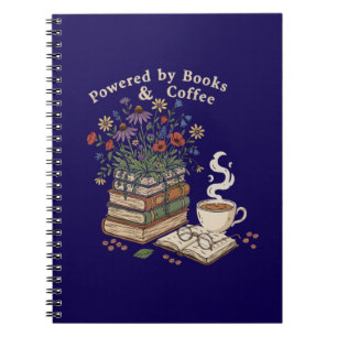 Caderno Espiral Alimentado por Livros & Café Amor por Livros Flora