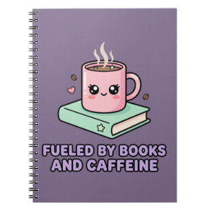 Caderno Espiral Alimentado Por Livros E Cafeína Caneca Engraçada G