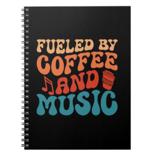 Caderno Espiral Alimentado por Typografia Vintage com Café e Músic