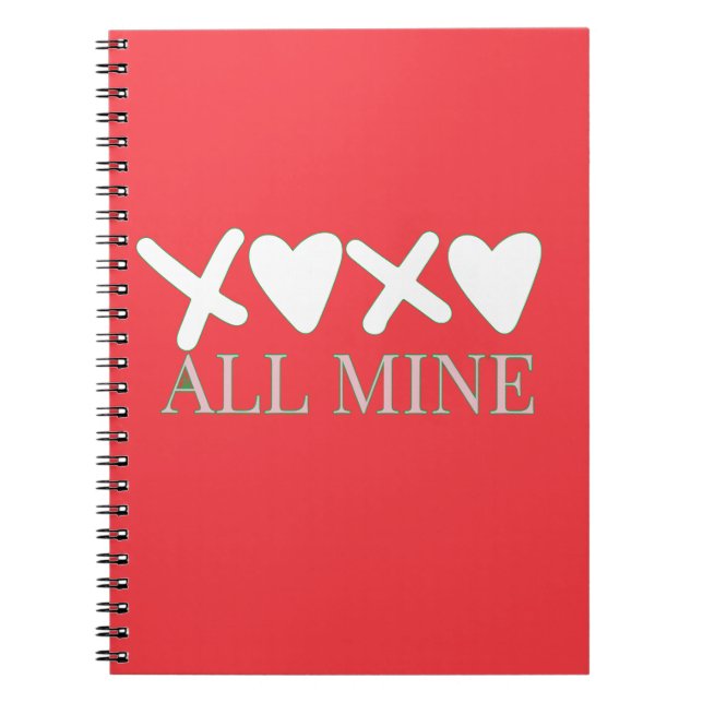 Caderno Espiral ALL MINE XOXO Valentine Shirt - Minimal Love Desig (Frente)