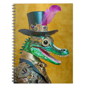 Caderno Espiral Alligator Animal do Partido Steampunk do Mardi Gra