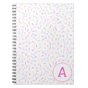 Caderno Espiral Allover Sprinkles Pink Multi Initial Notebook