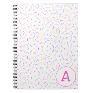 Caderno Espiral Allover Sprinkles Pink Multi Initial Notebook