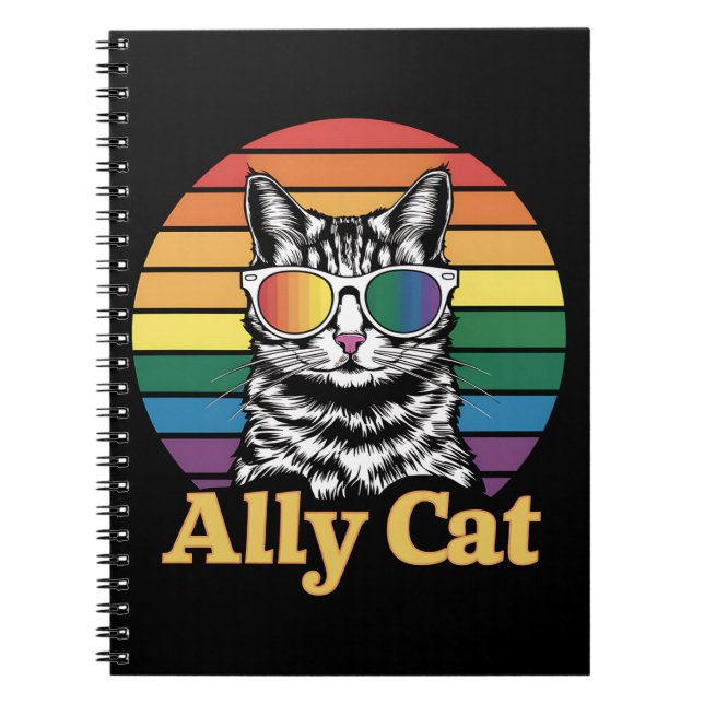 Caderno Espiral Ally Cat LGBT Sinalizador LGBTQ Gift (Frente)
