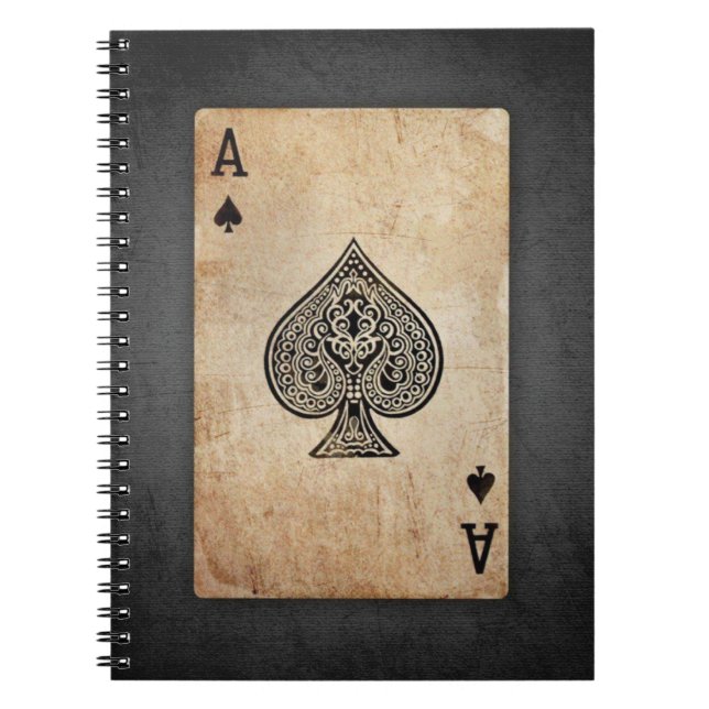 Caderno Espiral Almofada de lançamento do ás de espadas (Frente)