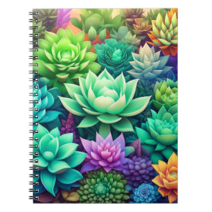 Caderno Espiral Aloe Vera e Succulents Collage