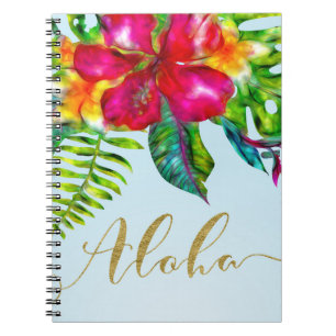 Caderno Espiral Aloha Bright Electric Pop Tropical Floral
