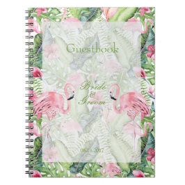 Caderno Espiral Aloha Flamingo Tropical Beach Livro de convidados