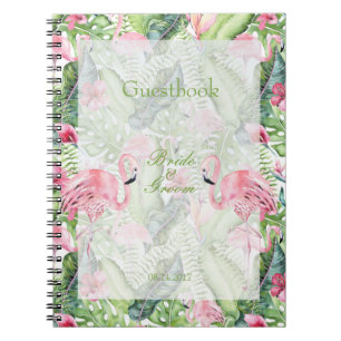 Caderno Espiral Aloha Flamingo Tropical Beach Livro de convidados