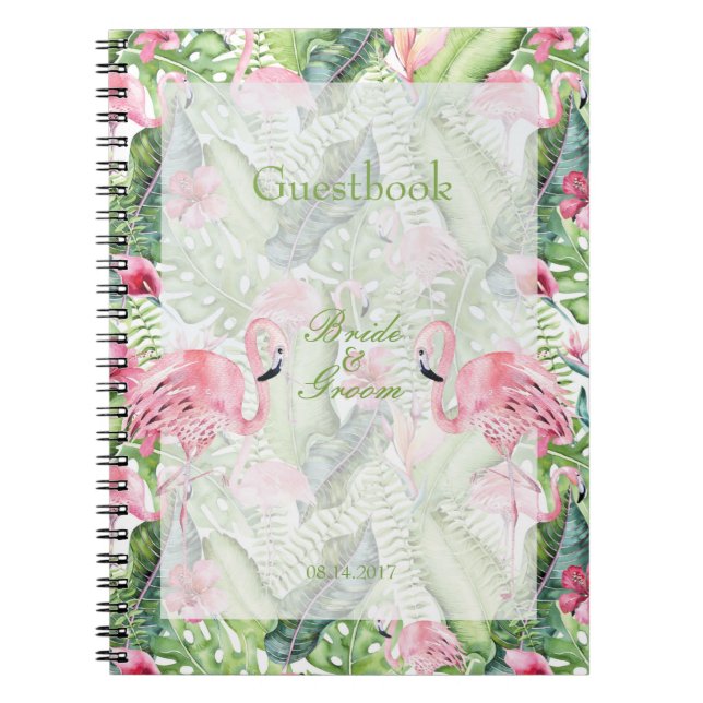 Caderno Espiral Aloha Flamingo Tropical Beach Livro de convidados (Frente)