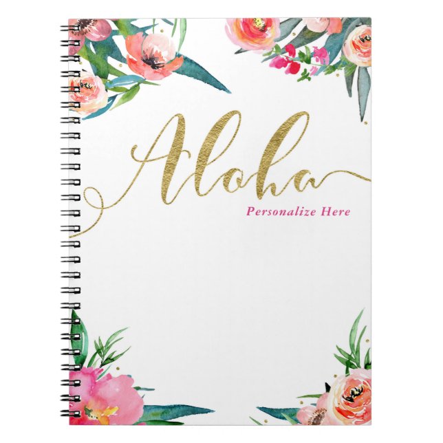 Caderno Espiral Aloha Floral Tropical Moderna de Verão Aquarela (Frente)