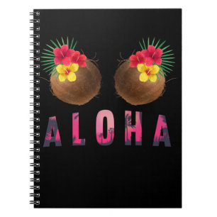 Caderno Espiral Aloha Funny Hawaii Coconuts Engraçados