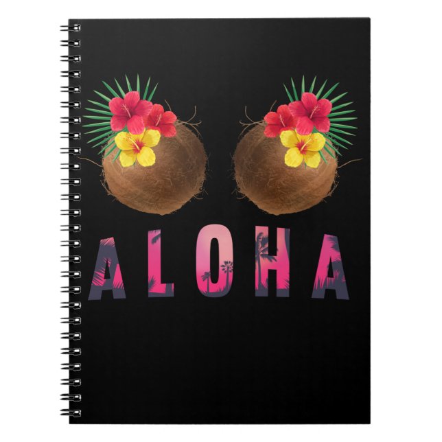 Caderno Espiral Aloha Funny Hawaii Coconuts Engraçados (Frente)
