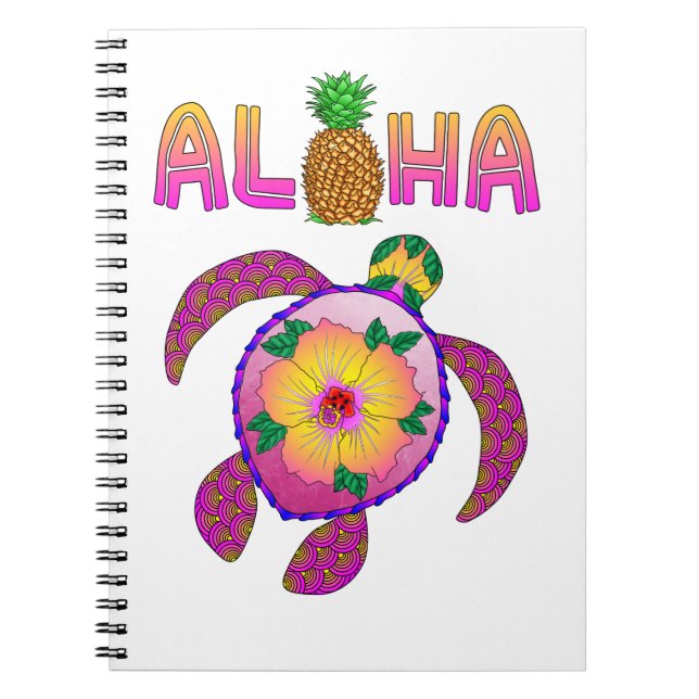 Caderno Espiral Aloha Hawaiian Honu Turtle (Frente)