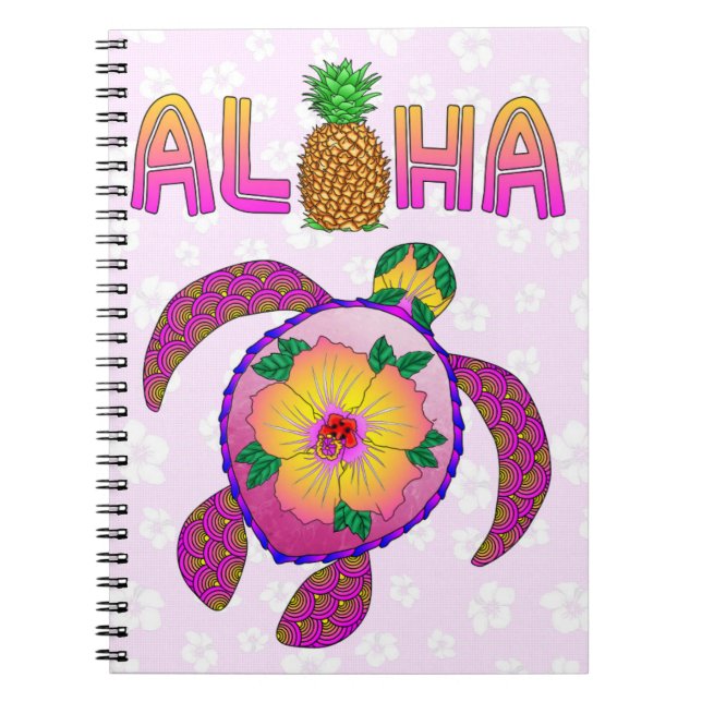 Caderno Espiral Aloha Tartaruga Tropical (Frente)