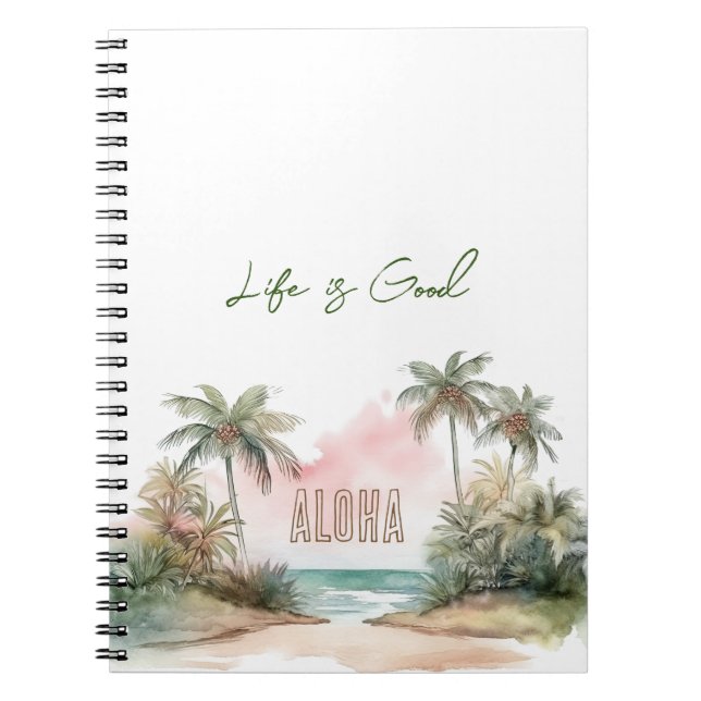 Caderno Espiral Aloha Tropical Beach Palm Trees (Frente)