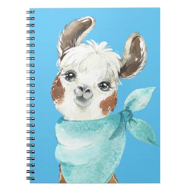 Caderno Espiral Alpaca em Bandana Azul (Frente)